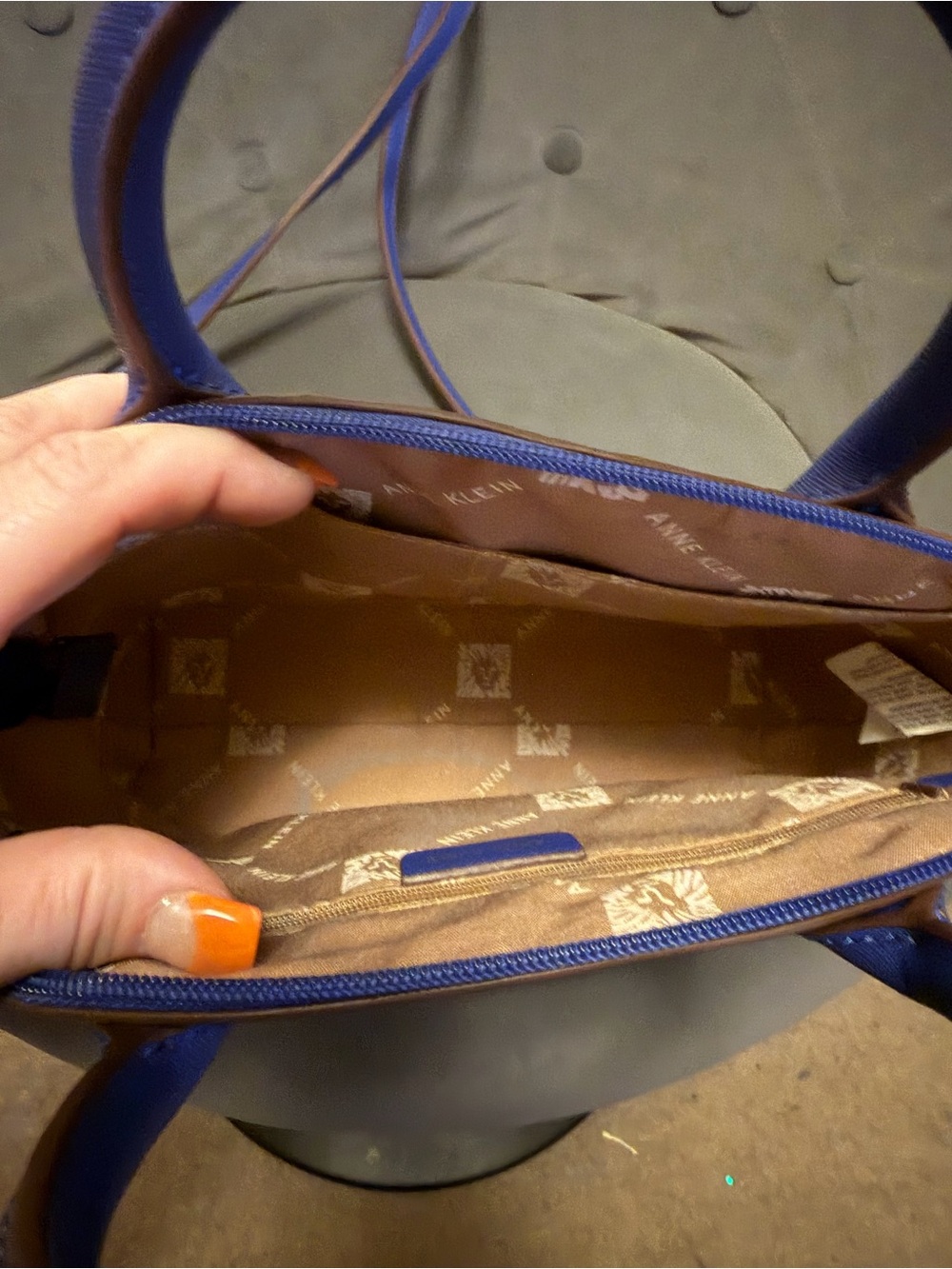 Anne Klein Royal Blue Embossed Saffiano Dome Satchel - Picture 4 of 4